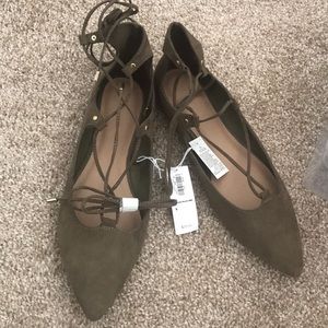 NWT Old Navy Olive Green strappy pointy toe flats